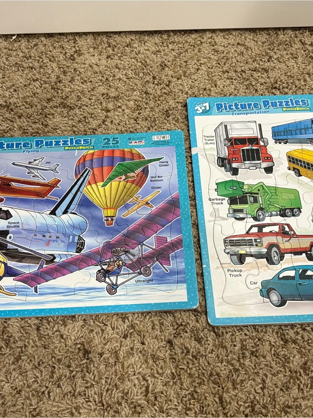 Vintage Picture Puzzles Kids Transportation & Flying Puzzle Set - Blue
